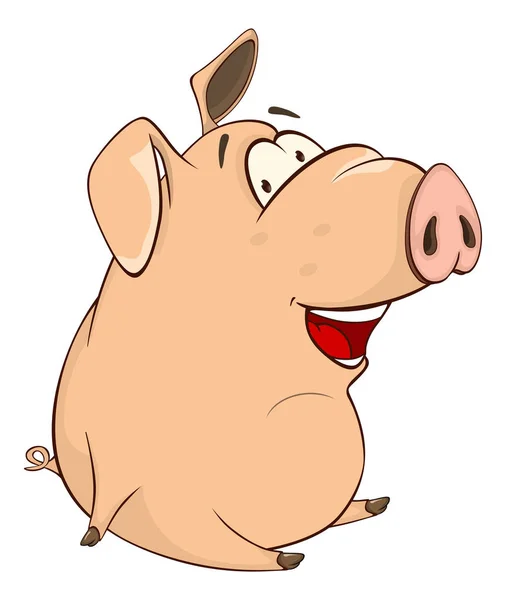 Illustration Vectorielle Cochon Mignon Caractère Bande Dessinée — Image vectorielle