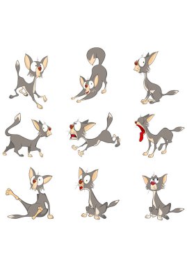 Karikatür kedi set vektör çizim 