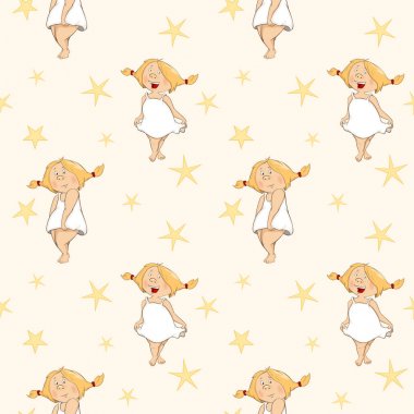 vektör çizim karikatür sevimli kız ayarla 