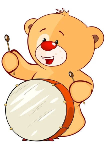 Desenho Animado Urso Bonito Com Instrumento Musical — Vetor de Stock