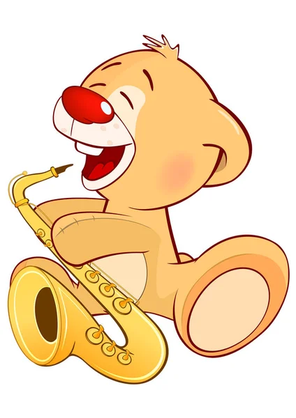 Cartoon Cute Bear Musical Instrument — Stock Vector