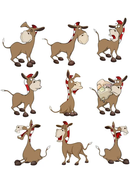 Cartone Animato Mucca Set Vettoriale Illustrazione — Vettoriale Stock