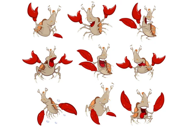 Cartoon Crab Set Vector Illustration — Stock Vector