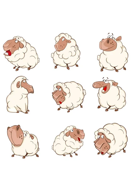 绵羊设置矢量插图 — 图库矢量图片