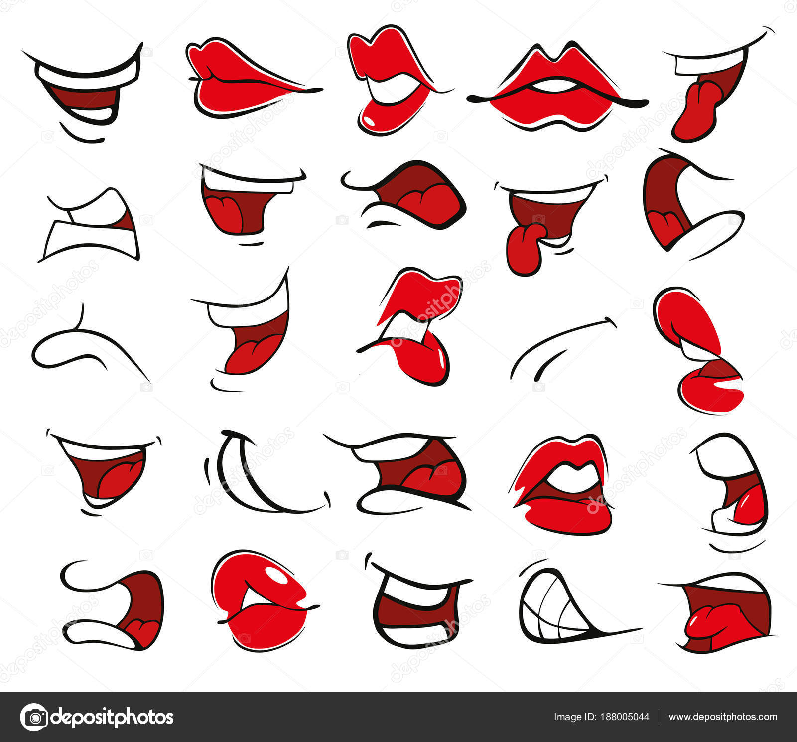 Set Cartoon Mouths Vector Illustration Stock Vector Image By ©liusaart