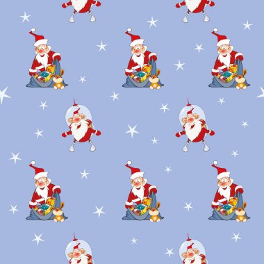 Şirin Santa kipi, vektör çizim ile Seamless Modeli