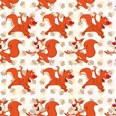 Sevimli sincap, vektör çizim ile Seamless Modeli