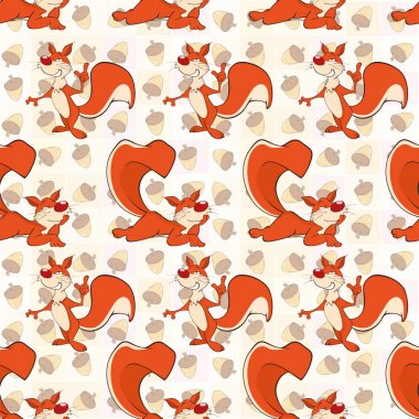 Sevimli sincap, vektör çizim ile Seamless Modeli