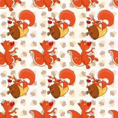 Sevimli sincap, vektör çizim ile Seamless Modeli