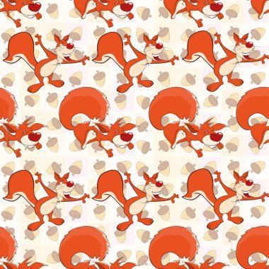 Sevimli sincap, vektör çizim ile Seamless Modeli