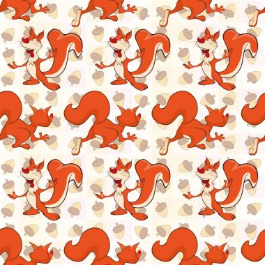 Sevimli sincap, vektör çizim ile Seamless Modeli