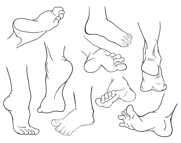 Ensemble Pieds Dessin Animé Illustration Vectorielle — Image vectorielle