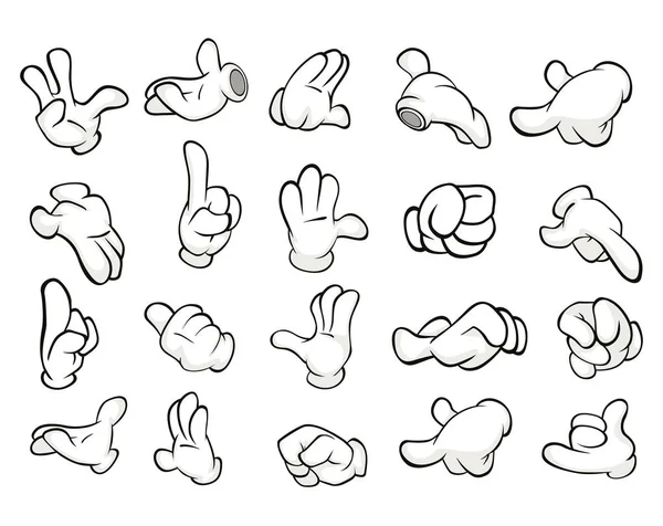 Conjunto Mãos Desenhos Animados Com Gestos Diferentes Ilustração Vetorial —  Vetores de Stock