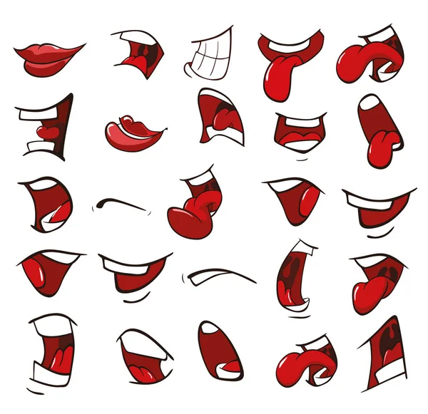Set Cartoon Mouths Vector Illustration — Stock Vector