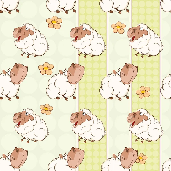 Seamless Pattern Cute Sheep Vector Illustration — Stock Vector