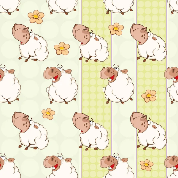 Seamless Pattern Cute Sheep Vector Illustration — Stock Vector