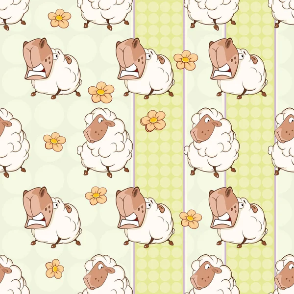 Pattern with cute sheep — Stock Vector