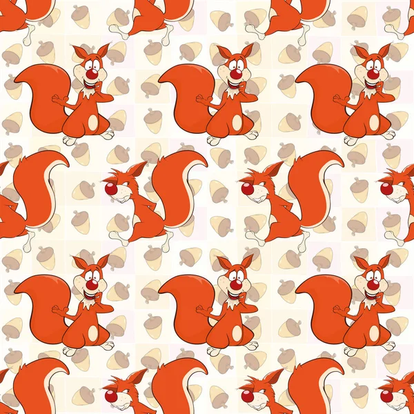 Seamless Pattern Cute Squirrels Vector Illustration — Stock Vector