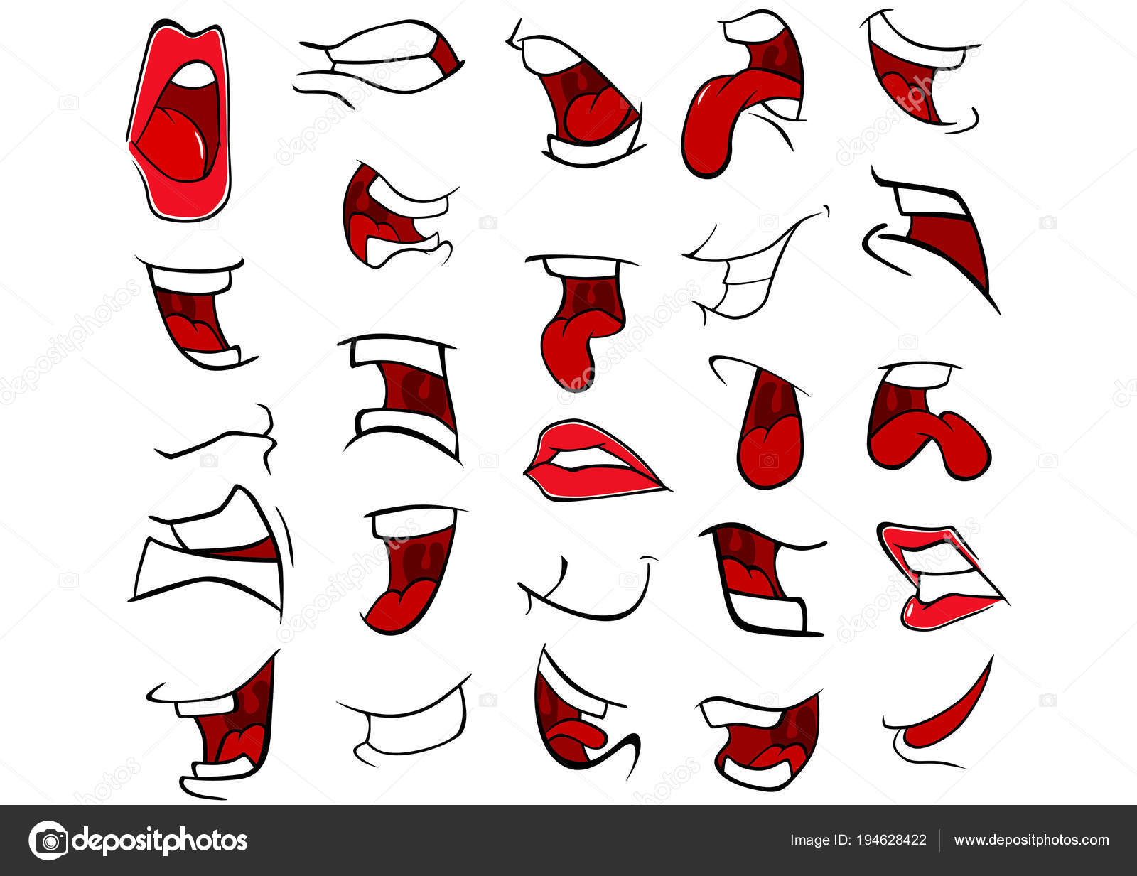 conjunto de expressões de boca dos desenhos animados. ilustração vetorial.  2301252 Vetor no Vecteezy