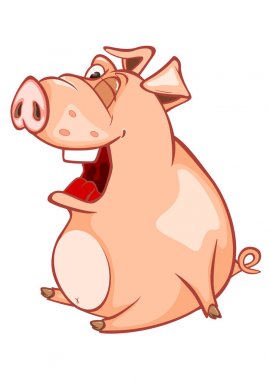 Renkli çizilmiş domuz çizgi film karakteri, vektör çizim