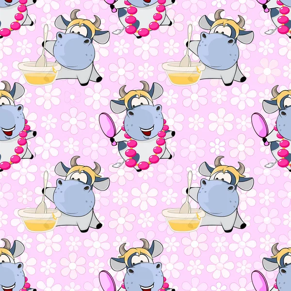 Seamless Pattern Cute Cows Colorful Vector Illustration — Stock Vector