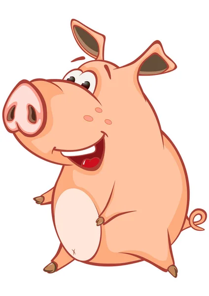 Colorful Hand Drawn Pig Cartoon Character Vector Illustration — Stock Vector