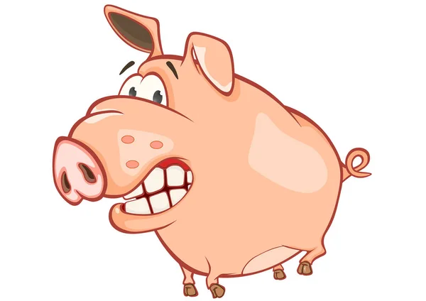 Bunte Handgezeichnete Schwein Cartoon Figur Vektorillustration — Stockvektor