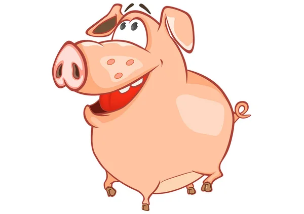 Bunte Handgezeichnete Schwein Cartoon Figur Vektorillustration — Stockvektor