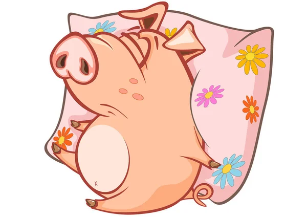 Caractère Dessin Animé Porc Dessiné Main Coloré Illustration Vectorielle — Image vectorielle