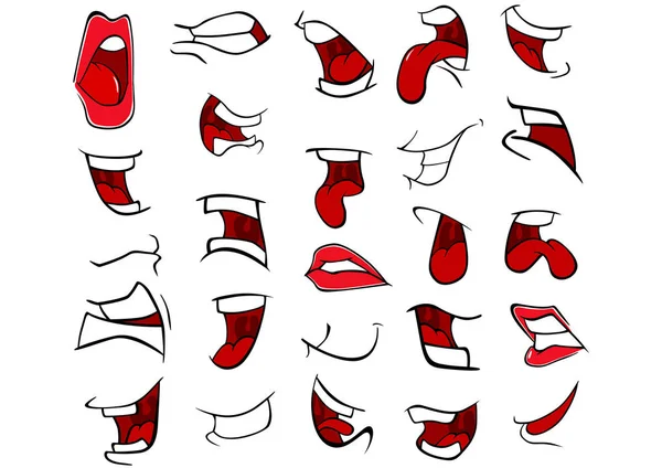 Set Cartoon Mouths Vector Illustration — Stock Vector