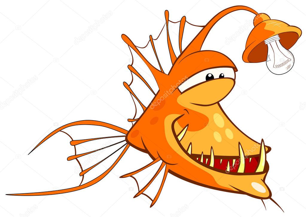 Colorful hand-drawn fish cartoon character, vector illustration