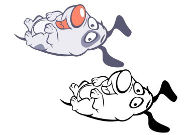 Sizin için Sevimli Çizgi Film Karakteri Avcı Köpeğinin Vektör İllüstrasyonu Tasarım ve Bilgisayar Oyunu. Renklendirme Kitabı Özeti - Vektör