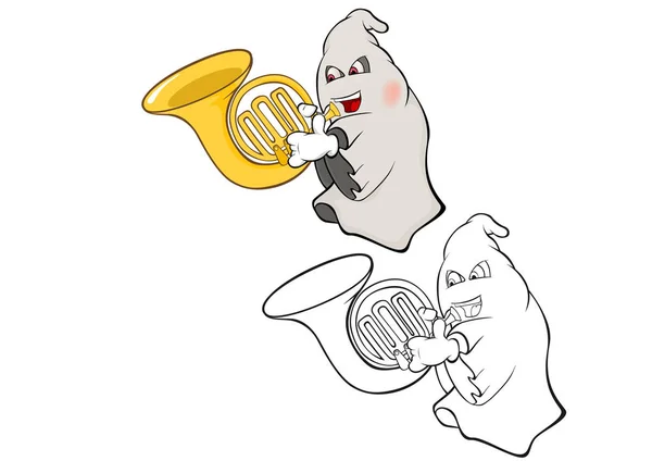 Ilustracja Cute Cartoon Character Ghost Dla Ciebie Projektowanie Gra Komputerowa — Wektor stockowy