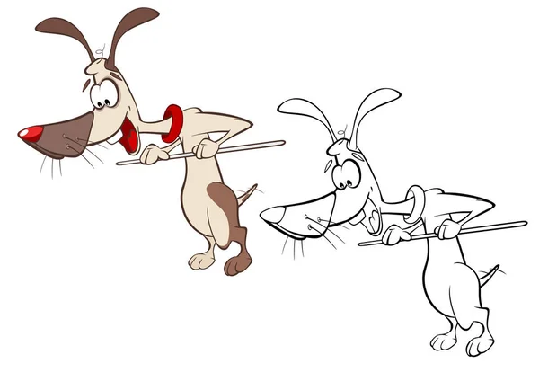 Ilustración Lindo Perro Caza Personajes Dibujos Animados Para Usted Diseño — Vector de stock