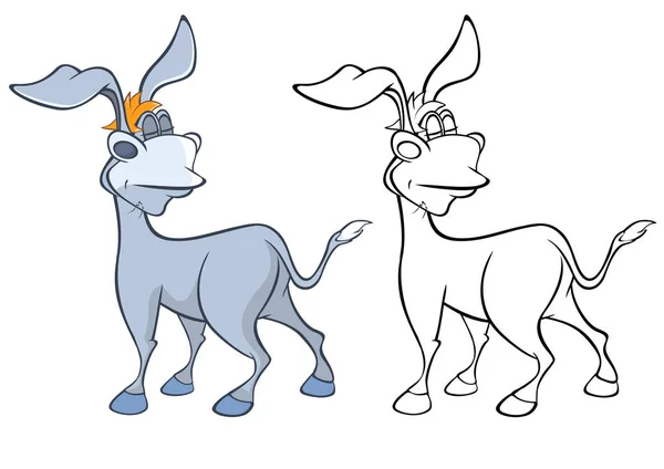 Ilustração Personagem Bonito Dos Desenhos Animados Burro Para Você Design — Vetor de Stock