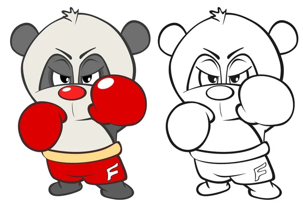 为您的设计和电脑游戏演示一个可爱的卡通角色熊猫 彩色书纲要集 — 图库矢量图片