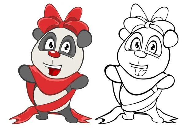 Illustration Einer Niedlichen Zeichentrickfigur Panda Für Sie Design Und Computerspiel — Stockvektor