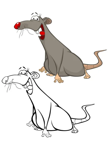 Illustrazione Vettoriale Simpatico Ratto Personaggio Dei Cartoni Animati Voi Progettazione — Vettoriale Stock