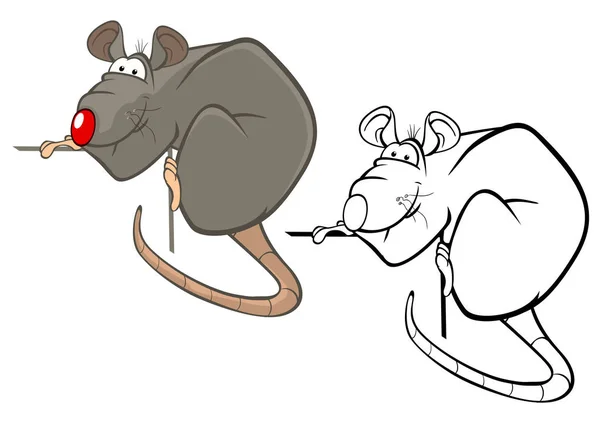 为您设计和电脑游戏的可爱卡通小白鼠的矢量图解 彩色书纲要集 — 图库矢量图片