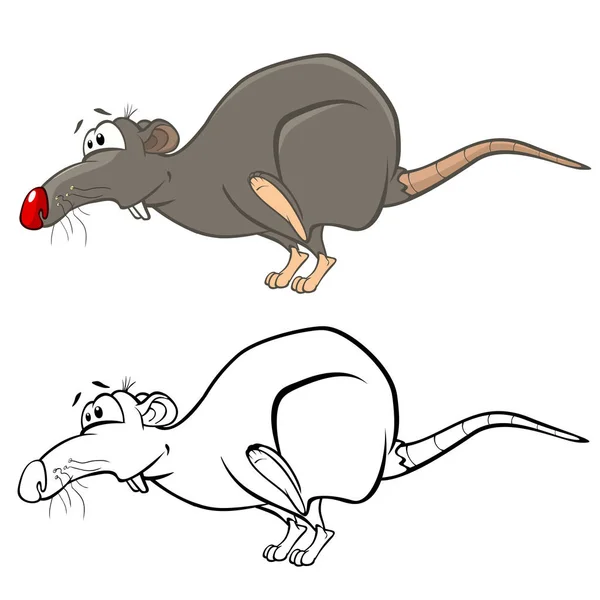 Vector Illustratie Van Een Schattig Stripfiguur Rat Voor Ontwerp Computer — Stockvector