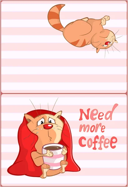 Need More Coffee Banner Cute Cat Simply Vector Illustration — Stock Vector