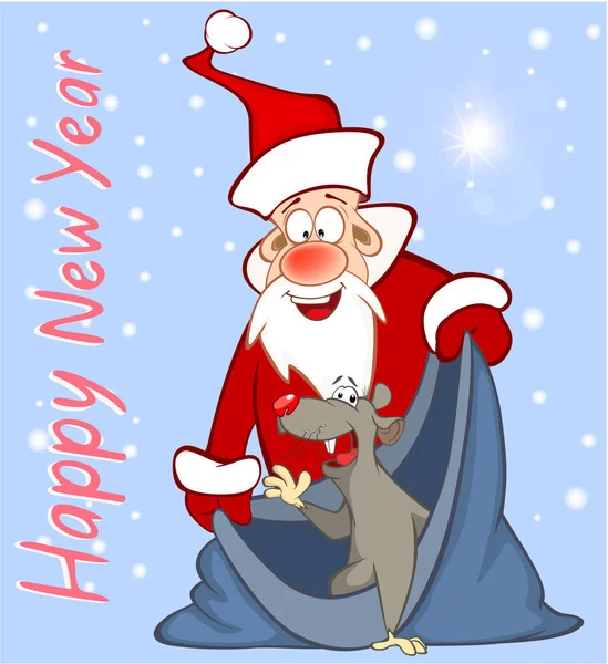 Happy New Year Card Template Santa Simply Vector Illustration — Stock Vector