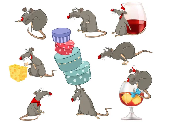 Set Christmas Rats Icons Simply Vector Illustration — 스톡 벡터