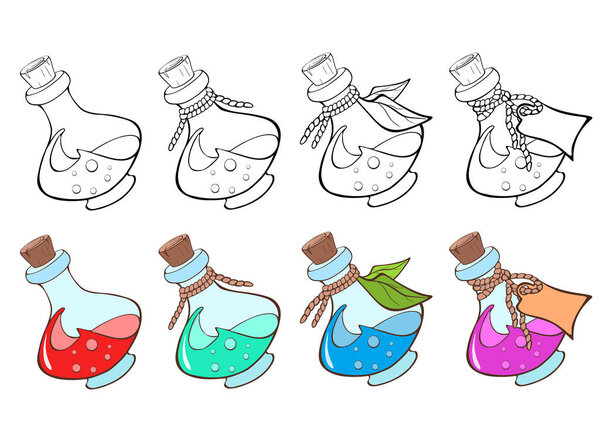 набор колбы мультфильма на белом фоне
 