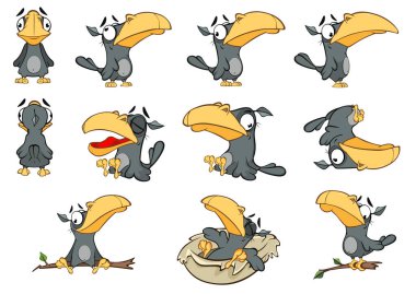 karikatür kuzgunları karakterleri, basitçe vektör illüstrasyonu 