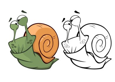 karikatür salyangoz karakterleri, basit vektör illüstrasyonu 