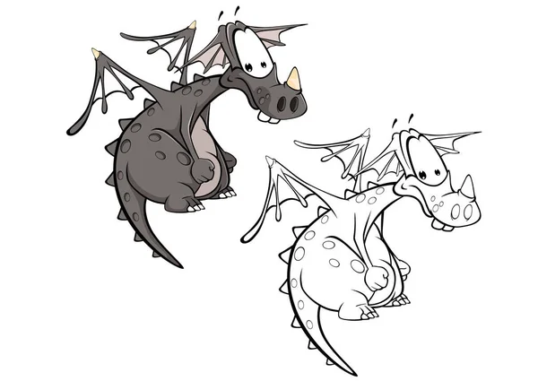 Dibujos Animados Dragones Personajes Simplemente Vector Ilustración — Archivo Imágenes Vectoriales