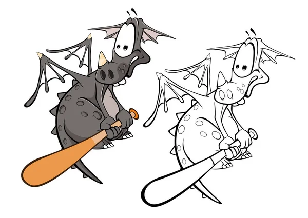 Desenhos Animados Dragões Personagens Simplesmente Ilustração Vetorial —  Vetores de Stock