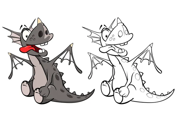 Personnages Dragons Dessin Animé Illustration Simplement Vectorielle — Image vectorielle