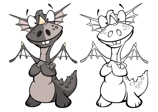 Dibujos Animados Dragones Personajes Simplemente Vector Ilustración — Archivo Imágenes Vectoriales
